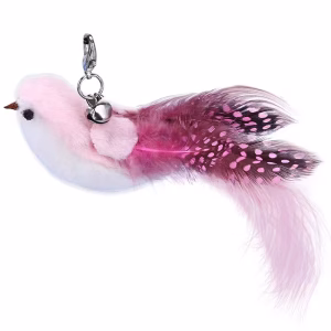 Simulation Bird Steel Wire Long Rod Cat Teaser Wand Feather (Pink)