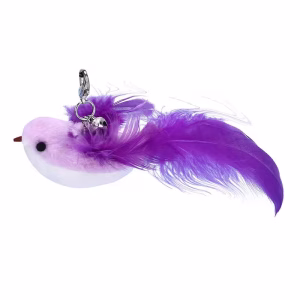 Simulation Bird Steel Wire Long Rod Cat Teaser Wand Feather (Purple)
