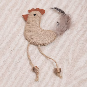 Natural Silvervine Sisal Chicken with Feather Cat Toy