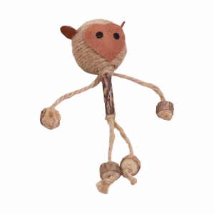 Natural Silvervine Sisal Monkey with Wood Cat Toy