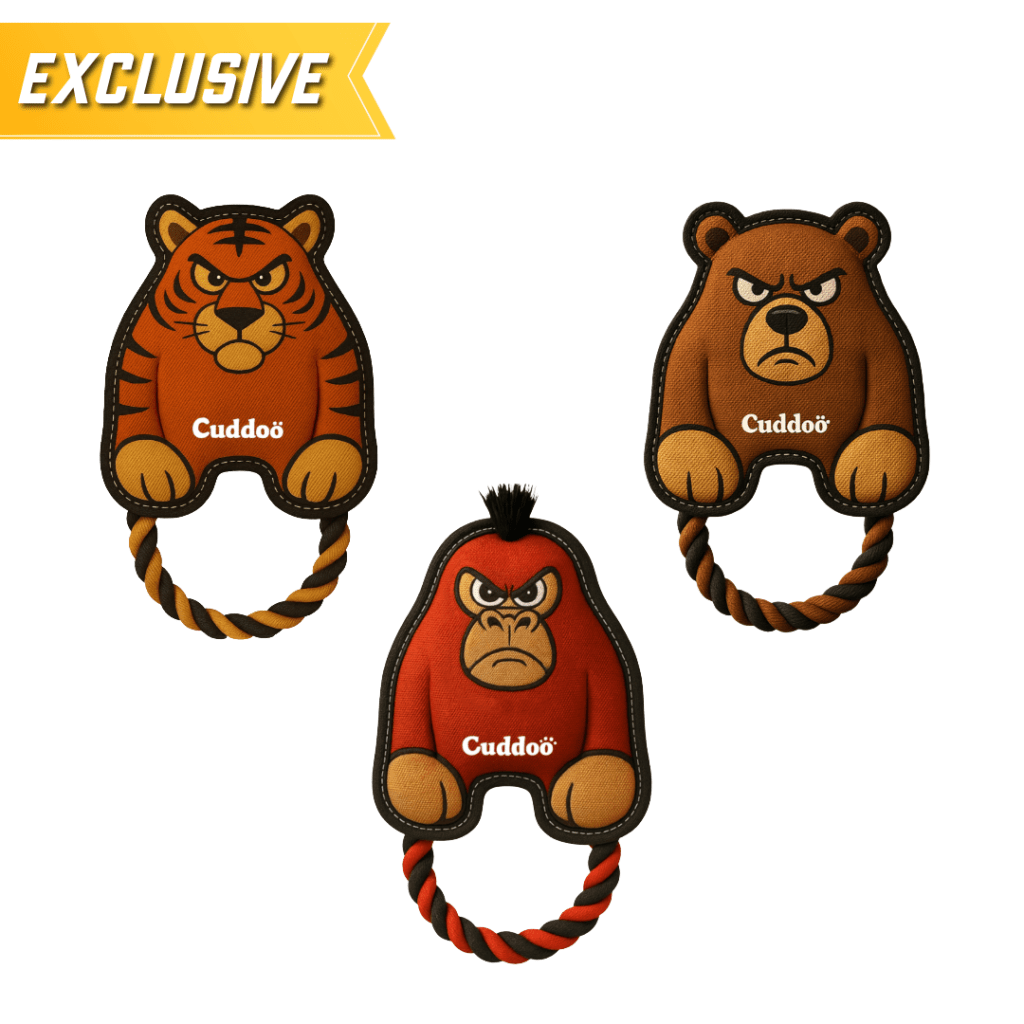 Wholesale tough wild dog toys — durable tiger, bear and gorilla plush for heavy chewers, customizable for B2B wholesale orders.
